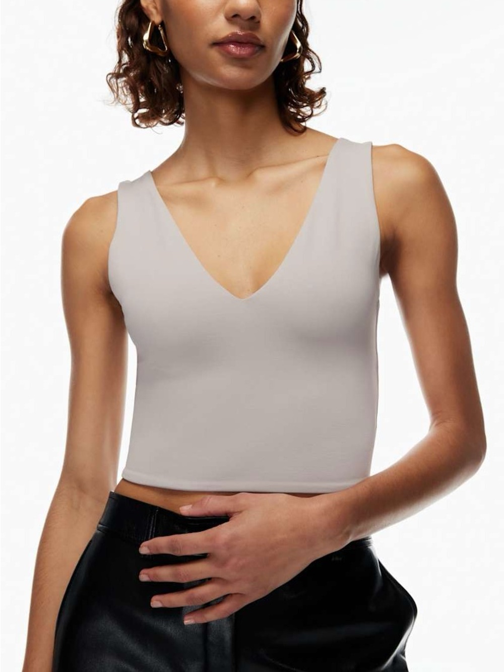 Aritzia Babaton Women’s Medium Opal Gray Contour V-Neck Cropped Tank Top